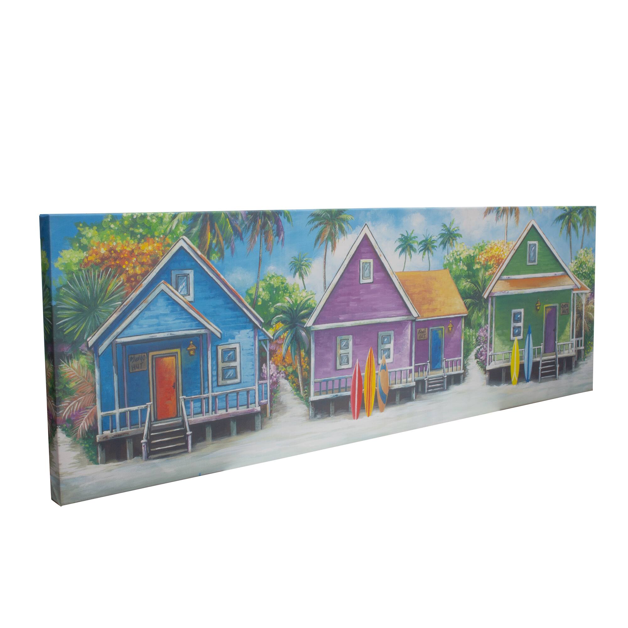 Coastal Cabins Crop Outdoor Canvas Art Print - 16"x48"